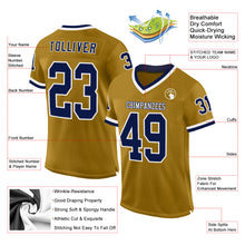 Загрузить изображение в средство просмотра галереи, Custom Old Gold Navy-White Mesh Authentic Throwback Football Jersey
