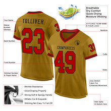 Загрузить изображение в средство просмотра галереи, Custom Old Gold Red-Black Mesh Authentic Throwback Football Jersey
