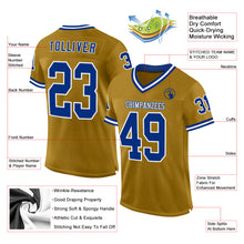 Загрузить изображение в средство просмотра галереи, Custom Old Gold Royal-White Mesh Authentic Throwback Football Jersey
