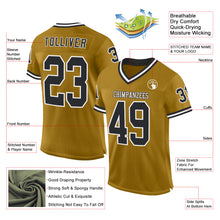 Загрузить изображение в средство просмотра галереи, Custom Old Gold Black-White Mesh Authentic Throwback Football Jersey
