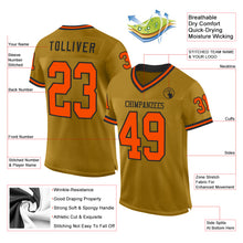 Загрузить изображение в средство просмотра галереи, Custom Old Gold Orange-Black Mesh Authentic Throwback Football Jersey
