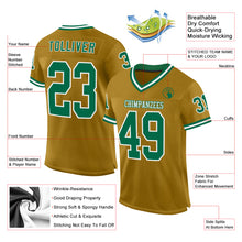 Загрузить изображение в средство просмотра галереи, Custom Old Gold Kelly Green-White Mesh Authentic Throwback Football Jersey
