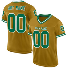 Загрузить изображение в средство просмотра галереи, Custom Old Gold Kelly Green-White Mesh Authentic Throwback Football Jersey
