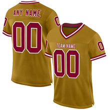 Загрузить изображение в средство просмотра галереи, Custom Old Gold Maroon-White Mesh Authentic Throwback Football Jersey
