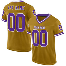 Загрузить изображение в средство просмотра галереи, Custom Old Gold Purple-White Mesh Authentic Throwback Football Jersey
