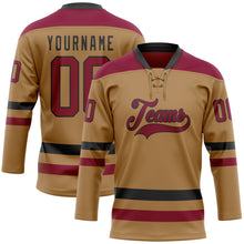 Загрузить изображение в средство просмотра галереи, Custom Old Gold Maroon-Black Hockey Lace Neck Jersey
