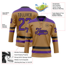 Загрузить изображение в средство просмотра галереи, Custom Old Gold Purple-Black Hockey Lace Neck Jersey
