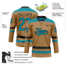 Загрузить изображение в средство просмотра галереи, Custom Old Gold Teal-Black Hockey Lace Neck Jersey
