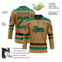 Загрузить изображение в средство просмотра галереи, Custom Old Gold Kelly Green-Black Hockey Lace Neck Jersey
