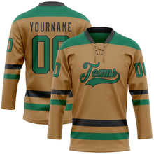 Загрузить изображение в средство просмотра галереи, Custom Old Gold Kelly Green-Black Hockey Lace Neck Jersey
