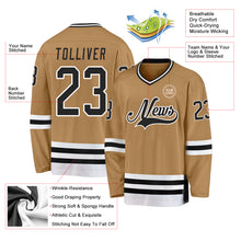 Laden Sie das Bild in den Galerie-Viewer, Custom Old Gold Black-White Hockey Jersey
