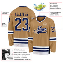 Laden Sie das Bild in den Galerie-Viewer, Custom Old Gold Navy-White Hockey Jersey
