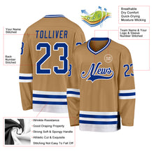 Laden Sie das Bild in den Galerie-Viewer, Custom Old Gold Royal-White Hockey Jersey
