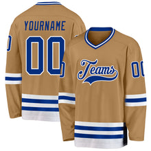 Laden Sie das Bild in den Galerie-Viewer, Custom Old Gold Royal-White Hockey Jersey
