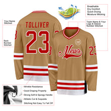 Laden Sie das Bild in den Galerie-Viewer, Custom Old Gold Red-White Hockey Jersey
