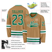 Laden Sie das Bild in den Galerie-Viewer, Custom Old Gold Kelly Green-White Hockey Jersey
