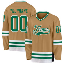 Laden Sie das Bild in den Galerie-Viewer, Custom Old Gold Kelly Green-White Hockey Jersey
