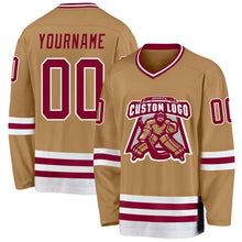 Laden Sie das Bild in den Galerie-Viewer, Custom Old Gold Maroon-White Hockey Jersey
