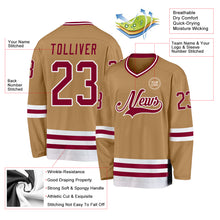 Laden Sie das Bild in den Galerie-Viewer, Custom Old Gold Maroon-White Hockey Jersey
