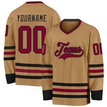 Laden Sie das Bild in den Galerie-Viewer, Custom Old Gold Maroon-Black Hockey Jersey
