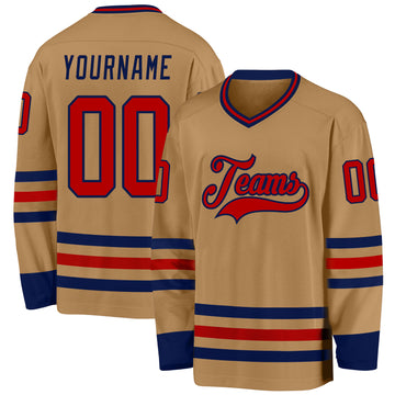 Custom Old Gold Red-Navy Hockey Jersey