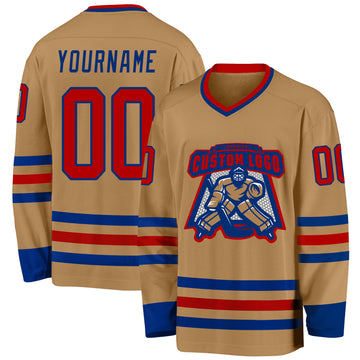 Custom Old Gold Red-Royal Hockey Jersey