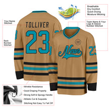 Laden Sie das Bild in den Galerie-Viewer, Custom Old Gold Teal-Black Hockey Jersey
