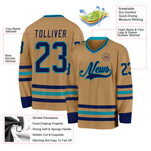 Laden Sie das Bild in den Galerie-Viewer, Custom Old Gold Navy-Teal Hockey Jersey
