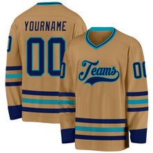 Laden Sie das Bild in den Galerie-Viewer, Custom Old Gold Navy-Teal Hockey Jersey
