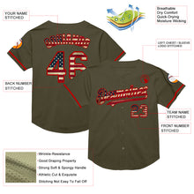 Загрузить изображение в средство просмотра галереи, Custom Olive Vintage USA Flag-Red Mesh Authentic Throwback Salute To Service Baseball Jersey
