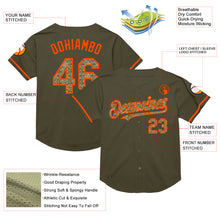 Загрузить изображение в средство просмотра галереи, Custom Olive Camo-Orange Mesh Authentic Throwback Salute To Service Baseball Jersey
