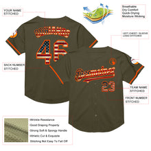 Загрузить изображение в средство просмотра галереи, Custom Olive Vintage USA Flag-Orange Mesh Authentic Throwback Salute To Service Baseball Jersey
