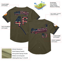 Загрузить изображение в средство просмотра галереи, Custom Olive Vintage USA Flag-Navy Mesh Authentic Throwback Salute To Service Baseball Jersey
