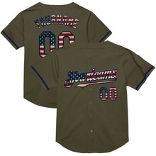 Charger l&#39;image dans la galerie, Custom Olive Vintage USA Flag-Navy Mesh Authentic Throwback Salute To Service Baseball Jersey
