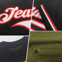 Charger l&#39;image dans la galerie, Custom Olive Camo-Black Mesh Authentic Throwback Salute To Service Baseball Jersey
