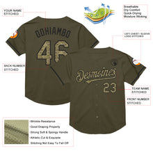 Charger l&#39;image dans la galerie, Custom Olive Camo-Black Mesh Authentic Throwback Salute To Service Baseball Jersey
