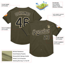 Charger l&#39;image dans la galerie, Custom Olive Black-Cream Mesh Authentic Throwback Salute To Service Baseball Jersey
