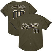 Charger l&#39;image dans la galerie, Custom Olive Black-Cream Mesh Authentic Throwback Salute To Service Baseball Jersey
