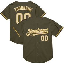 Charger l&#39;image dans la galerie, Custom Olive Cream-Old Gold Mesh Authentic Throwback Salute To Service Baseball Jersey
