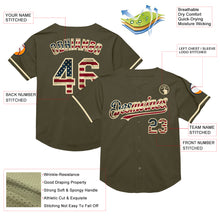 Laden Sie das Bild in den Galerie-Viewer, Custom Olive Vintage USA Flag-Cream Mesh Authentic Throwback Salute To Service Baseball Jersey
