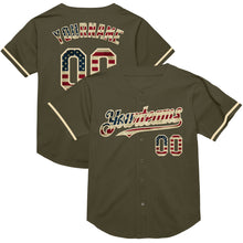 Charger l&#39;image dans la galerie, Custom Olive Vintage USA Flag-Cream Mesh Authentic Throwback Salute To Service Baseball Jersey
