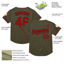 Charger l&#39;image dans la galerie, Custom Olive Red-Black Mesh Authentic Throwback Salute To Service Baseball Jersey
