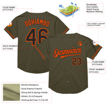 Charger l&#39;image dans la galerie, Custom Olive Black-Orange Mesh Authentic Throwback Salute To Service Baseball Jersey
