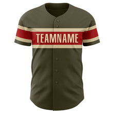 Charger l&#39;image dans la galerie, Custom Olive Vintage USA Flag Red-Cream Authentic Salute To Service Baseball Jersey
