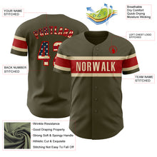 Charger l&#39;image dans la galerie, Custom Olive Vintage USA Flag Red-Cream Authentic Salute To Service Baseball Jersey
