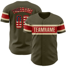 Charger l&#39;image dans la galerie, Custom Olive Vintage USA Flag Red-Cream Authentic Salute To Service Baseball Jersey
