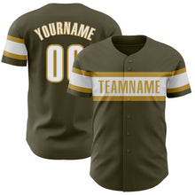 Load image into Gallery viewer, Custom Olive White-Old Gold Authentic Salute To Service Baseball Jersey
