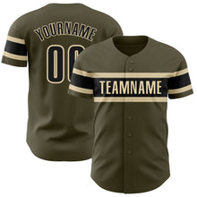 Laden Sie das Bild in den Galerie-Viewer, Custom Olive Black-Cream Authentic Salute To Service Baseball Jersey
