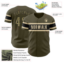 Laden Sie das Bild in den Galerie-Viewer, Custom Olive Camo Black-Cream Authentic Salute To Service Baseball Jersey
