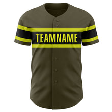 Загрузить изображение в средство просмотра галереи, Custom Olive Neon Yellow-Black Authentic Salute To Service Baseball Jersey
